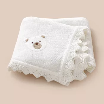 Cute Bear Cotton Knit Baby Blanket (35x27)