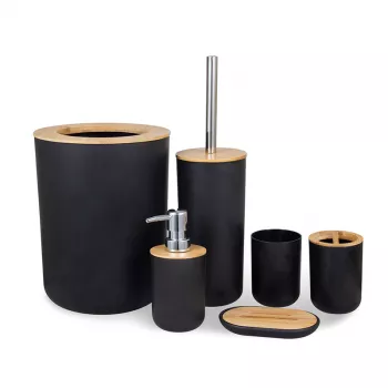 6-Piece Bamboo Bathroom Accessories Set for a Tidy Sink
